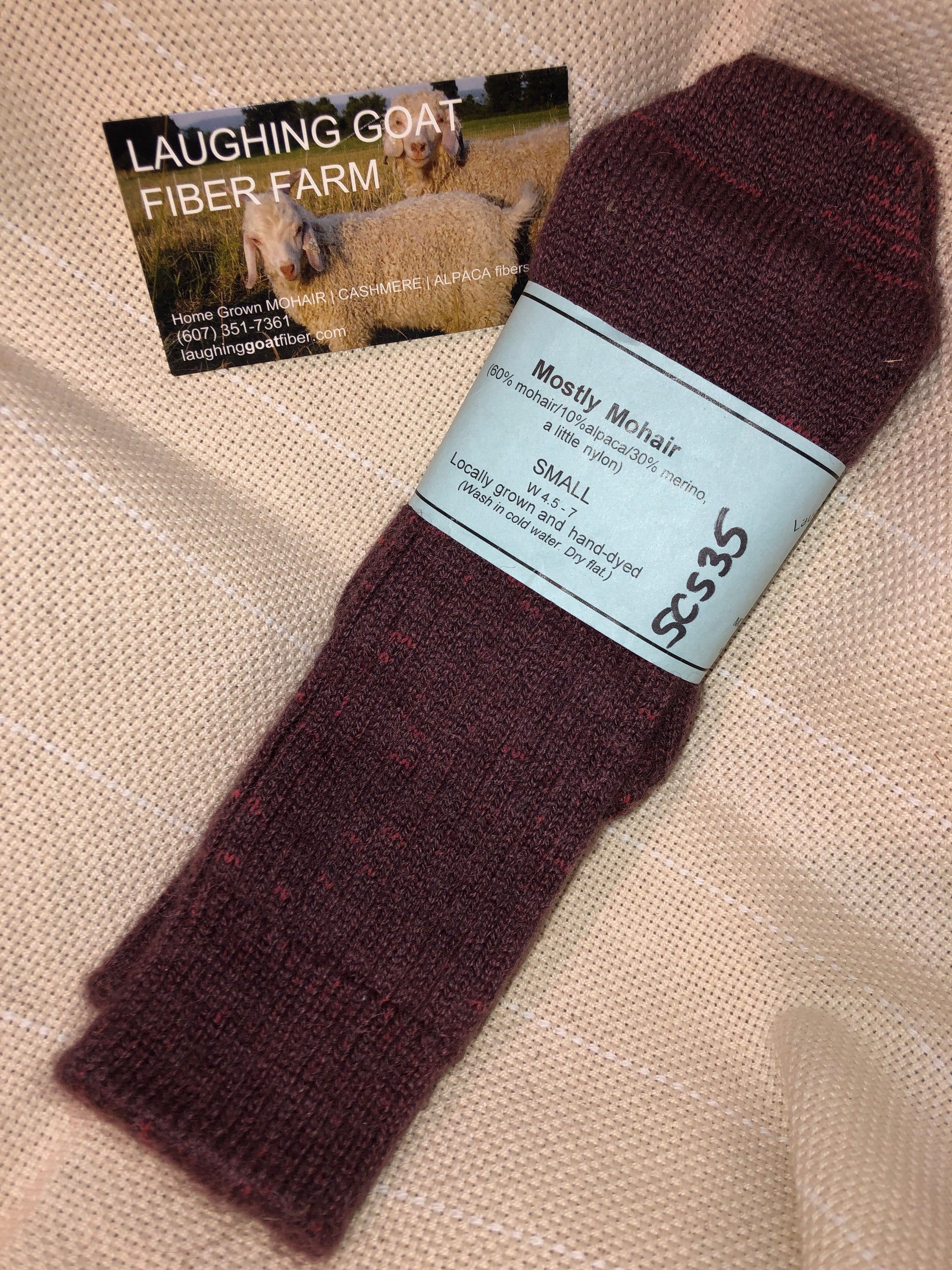 Crew Sock -Small (W 4-6.5)  Mostly Mohair